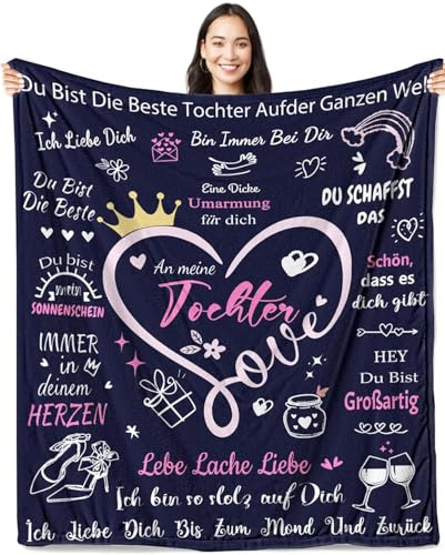 ZQYMM Kuscheldecke Tochter Geschenke von Mama und Papa Mädchen 150 x 200cm | 18. Geburtstag Decke Geschenk für Tochter Teenager Beste Freundin, Ideal als Bettdecke, Flanelldecke Wohndecke Sofadecke