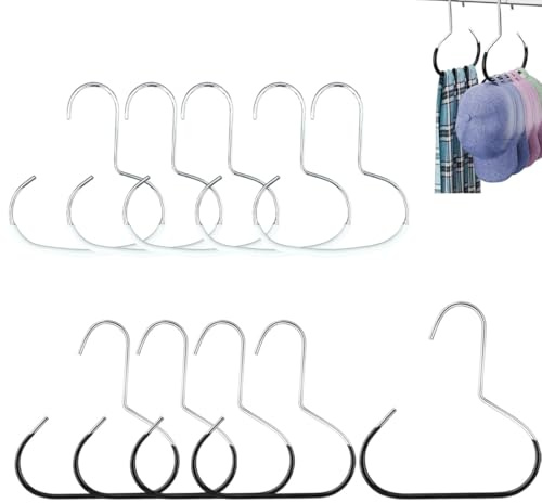 UIEXAY Lot De 10 Porte Foulard,Range Ceinture Pour Garde Robe,Antidérapants Porte Cravate,Cintres En Métal Pour Chapeaux,Organisateur De Placard Pour Echarpes,Chapeaux,Cravates,Ceintures