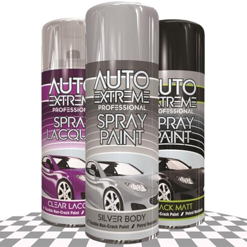 AX Professional Spray Paint 400ml – Multipurpose Quick Drying Aerosol for Interior & Exterior Use – Durable Matt, Gloss & Lacquer Finish – Automotive, Wood, Metal Coating (Silver Body - 1930)