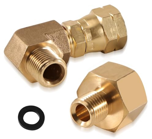 LPG Gas Adapter Set - Messing LPG Gas Adapter 1/2 R x 1/4 lks + Verbindungswinkel Gas winkelstück 90° 1/4' Links Eckverbinder,Gas Adapter Set für Gaskocher,Campingkocher,Gas Anschluss,Hockerkocher