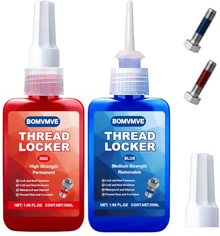 BOMVMVE Schraubensicherung Mittelfest und Schraubensicherung Hochfest | (Blau und Rot) 2 X 50 ml, Geeignet ffür Alle Metallgewindeverbindungen, Wasserfest und Rostbeständiger Schraubenkleber