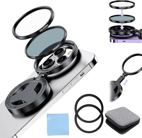 Magnetic CPL Filter Set, 2026 New Quick Mount Polarizing Filter for Phone, Upgraded Anti Glare Filters for Mobile Photography, Portable Colour Enhancing Filters for Outdoor Shooting