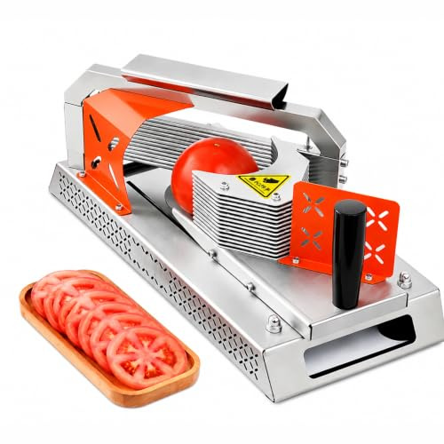 Affettatrice Professionale Per Pomodori, Tagliafrutta Da Banco, Con 3 Lame, Spaziatura 4,5 Mm, Protezione Per Le Mani, Acciaio Inossidabile, Per Pomodori, Banane, Pitaya, Per Ristoranti E Uso