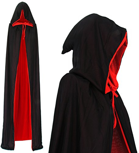 papapanda Vampir Kapuzenumhang Schwarz Rot für Erwachsene Halloween Dracula Cosplay 170cm Umhang