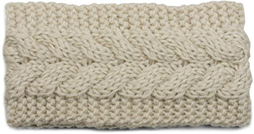 styleBREAKER Damen Stirnband Grobstrick Polyacryl, Beige | Elastisches Gewebe, Bundweite 18 cm, Breite 10,5 cm, dehnbar für 44-56 cm Kopfumfang, für Kinder und Erwachsene geeignet.