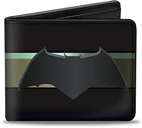 Buckle-Down - Bi-Fold Wallet PU Bifold Wallet - Batman 2017 Icon/Stripe Black/Gold-Fade Mens