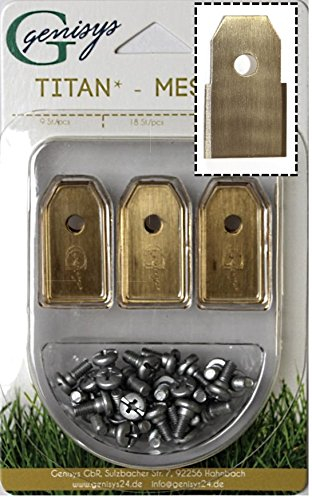30x Titan Ersatz Messer Klingen kompatibel mit Herkules ® G-Force ® Mähroboter (Neue Form HQ 2018 - longlife - 0,60 mm) + 30x ELOX Schrauben [DIN EN 50636 geprüft]
