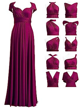 72styles Infinity Kleid mit Bandeau, wandelbares Brautjungfernkleid, lang, Übergröße, Mehrwege-Kleid, Twist-Wickelkleid, Pflaume, Einheitsgröße Mehr
