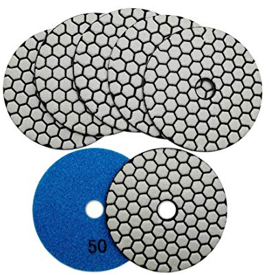 SHDIATOOL Diamante Lucidatura Pad 7 Pezzi 100mm Grana 50 per Lucidare a Secco Marmo Granito Pietra Ceramica