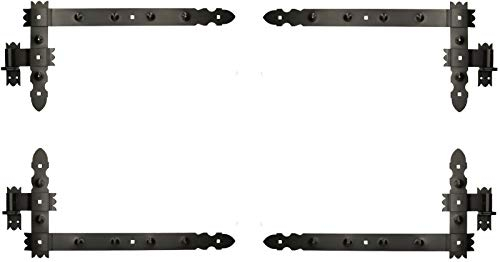 KOTARBAU® 4 x Bisagras angulares, Herraje para contraventanas, puertas y portones, Bisagras en L 600 x 300mm, 4 Bisagras para contraventanas de madera, Bisagras decorativas, Pernios con goznes, Negro