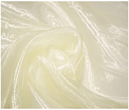 Premium Crystal Organza Voile Fancy Dress Costume Decorations Fabric 150cm Wide/Sold by The Metre (Ivory)