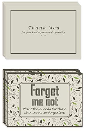 15 Thank You for Your Sympathy Cards and 15 unfilled Forget me not Seeds envelopes
