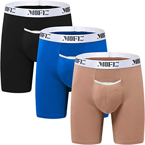 JINSHI Homme sous-vêtements Ultra Doux Caleçon Confortable Long Boxers Respirante Underwear en Bambou Lot de 3, XL