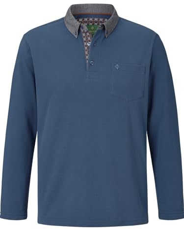 Charles Colby Herren Langarm-Poloshirt Duke Brennan blau, 5XL (XXXXXL) - 72/74