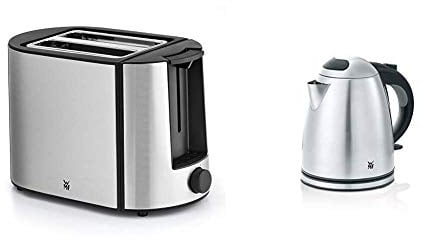 WMF Bueno Pro Toaster Edelstahl, 2 Scheiben, 6 Bräunungsstufen, 870 W & Stelio Wasserkocher 1,2l, Elektrisch Mit Kalk-Wasserfilter, 2400 W, Matt