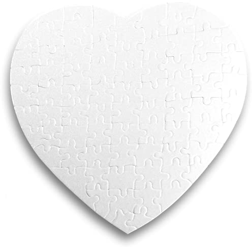 Weißes Blanko-Puzzle Herz selbst bemalen und gestalten - Puzzle in Herzform mit 75 Teilen, 19 x 19 cm - Glänzende Oberfläche mit Glitzerpartikeln