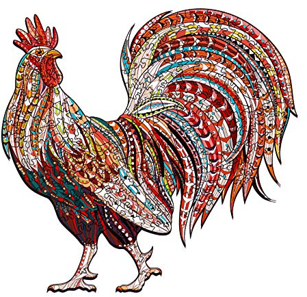 Funnli Holzpuzzles für Erwachsene und Kinder,Einzigartige Tierförmige Holz-Puzzle(Strong Cock), Puzzle aus Tierteilen 315 Stück, Spiele zur intellektuellen Entwicklun, A3(L-37.8 * 36.3cm)