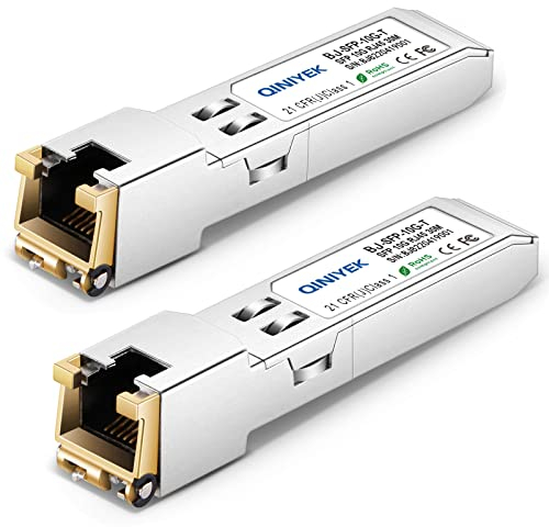 [2 Pack] 10Gb SFP+ RJ45 Ethernet Modulo Supporto 10G/5/2,5/1,25G - 10GBase-T SFP+ Transceiver Compatibile per Cisco SFP-10G-T-S, Ubiquiti UF-RJ45-10G, Netgear, Mikrotik S+RJ10, TP-Link e altro, 30m