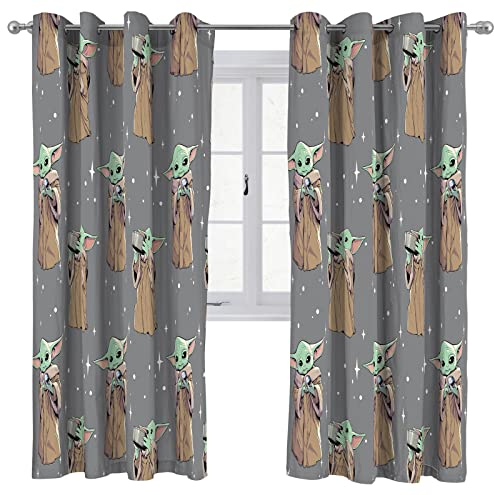 Jay Franco Star Wars Mandalorian Le Gamin Curieux Rideaux - Lot de 2 Panneaux imprimes - 100% Microfibre - 183x168cm