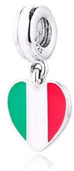 SANHUA Charms 925 Sterling Silber Italien Herz Flagge Charms Perlen Für Frauen Mama Mädchen Ehefrau DIY Schmuck, Kompatibel Mit Allen Europäischen Armbändern