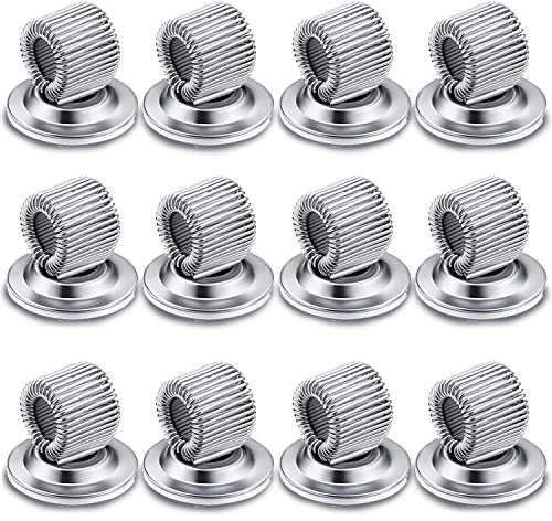 12 Stücke 360° Drehbar Auto Stifthalter, Selbstklebender Stiftehalter Clips, Mangan Stahl Stifthalter, mit Einstellbarer Federschlaufe, für Whiteboard Board Löschen, Bulletin Board Karte (Silber)
