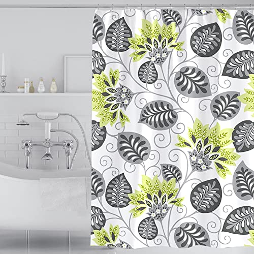 GONOVE Duschvorhang für Badezimmer 280 x 200 cm Schimmelresistent Dicke Polyester Stoff Blumen Duschvorhang Liner Wasserdichter Langer Badevorhang mit Haken, waschbar und gewogen Saum