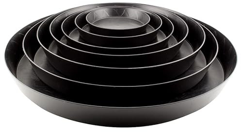 UK GROW x5 Black Plant Saucer 30cm 32cm 35cm 40cm 45cm PACK OF 5 Plastic Plant Pot Saucers Heavy Duty Trays Indoor Outdoor (5 x 45cm)