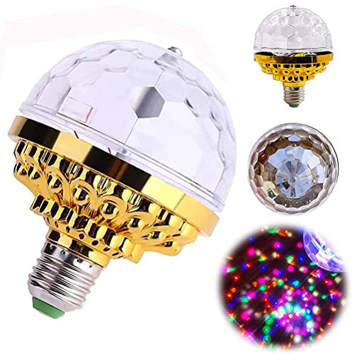 Magisch RGB Drehbar LED Lampe, 2022 Neue Disco-Kugellampe, Bunte Schwenkbar Glühbirne, Premium-Party-Lichter, Magische Disco-Glühbirne, Blitz-Party-Lampenbirne, Gold Blick