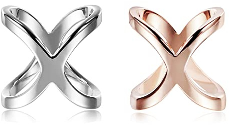 LumiSyne 2 Stück Modisch Schalring Clip Tuchring Elegante x Form Metall Schals Schnalle Gold Silber Schal Ringe Verschluss Schal Clip Kleidung Dekoration Zubehör Für Seidenschal Halstuch Tücher