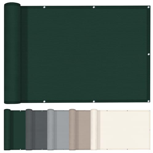 HENG FENG Balkon Sichtschutz 0.9x5m,HDPE Balkonverkleidung wetterfest, UV-Schutz, Atmungsaktiv,mit Kabelbinder,Grün