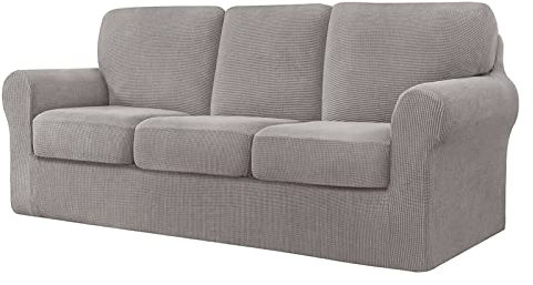 CZADMXP Sofabezug Sofahusse Mit Separaten Rückenlehnenbezug Und Sitzkissenbezug, Couchbezug Sofa Überwürfe Schonbezug Stretchhusse Für Sofa (Taupe,3 sitzer)