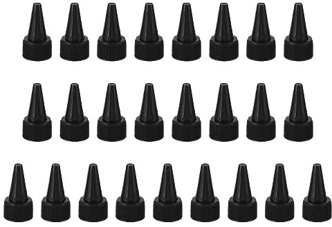 PATIKIL 25Stk Drehbare Flasche Kappen 20/410 Quetschflasche Kappe Ersatz Kappen für Leimdosen Dosierkappen Farbe Flaschen Schwarz