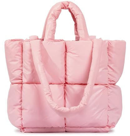OWGSEE Sac fourre-tout rembourré doux pour femme, sac à main matelassé en duvet de coton léger pour l'hiver