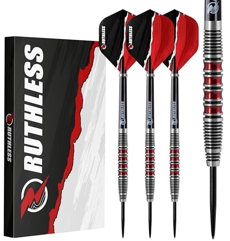 RUTHLESS Red Falcon Professionelles Dart-Set mit Wolfram-Stahlspitze, 22 g und 24 g, mit Flights und Schäften (24 g)