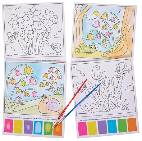 Baker Ross FX942 Spring Flowers Magic Painting Kits - Pack of 10, Painting Kits for Kids