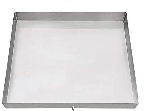 Pinnacle Woodcraft 27 x 25 Stainless Steel Washing Machine Drip Pan: No-Rust Avoid Water Damage & Mold – Welded Corners Includes Drain Hole & Hose Adapter