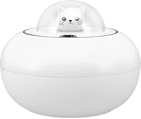 Mini Desktop Humidifier Mist Humidifier Diffuser Cute Cat Portable Quiet Desktop Humidifier for Home Bedroom Yoga Office (White)