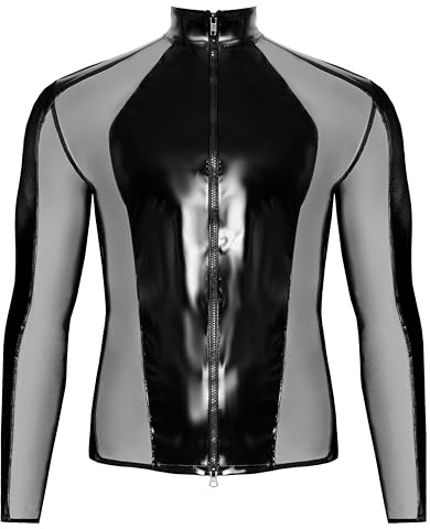 Black Level Shirt aus Lack, Schwarz, S