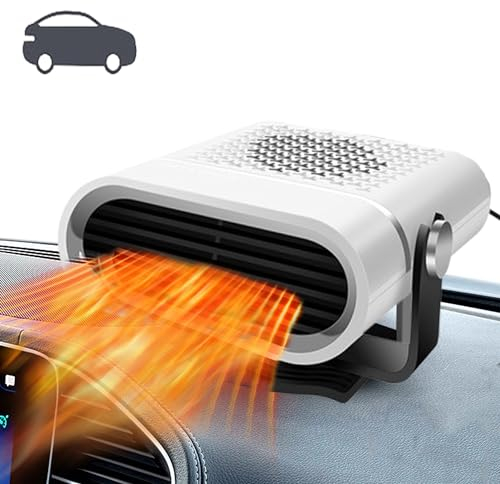 WYFCR Chauffage de Voiture Portable, Ventilateur de Chauffage de Voiture de 12 Volts, 2 en 1 Chauffage/Refroidissement Allume - Cigare enfichable pour Un Chauffage Rapide(Blanc)