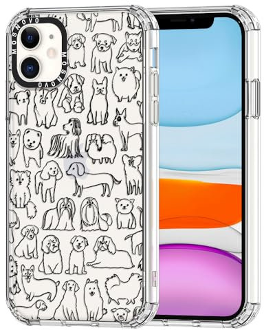 MOSNOVO für iPhone 11 Hülle – Durchsichtige, schlanke, stoßfeste TPU+PC-Handyhülle, [6,6 Fuß Fallschutz/Anti-Abziehen] - Kritzelhund