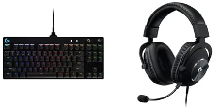 Logitech G PRO TKL Tastiera Gaming Meccanica, GX Blue Clicky Switch, LIGHTSYNC RGB & PRO X Cuffia Gaming Cablata con cavo e Microfono Blue VO!CE, DTS Headphone:X 7.1