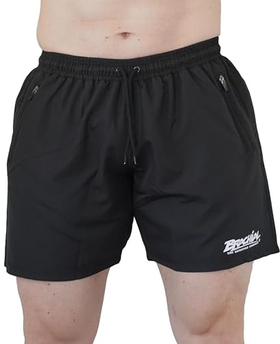 Brachial Premium Herren Badeshorts Wave Schwarz 4XL - Badehose für Bodybuilder Kraftsportler