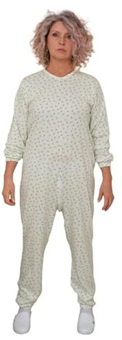 FERRUCCI COMFORT Gesundheitspyjama mit Rundhalsausschnitt und Reißverschluss am Rücken – 9017 – für Senioren, Alzheimer, Inkontinenz, Damen, M