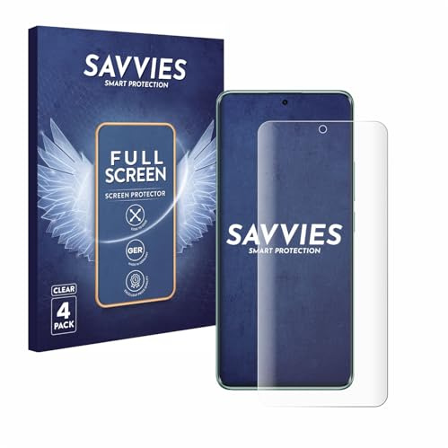 Savvies 4 Stück Full-Screen Schutzfolie für Xiaomi Redmi Note 14 Pro Full-Cover Displayschutz-Folie, 3D Curved, Transparent, Anti-Fingerabdruck