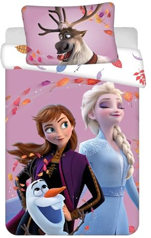 Jerry Fabrics Children's Bed Linen 100 x 135 cm Toddler Baby Bed Linen Set Duvet Cover Made of Cotton Oeko-Tex Standard for Girls Frozen Anna Elsa Olaf Sven
