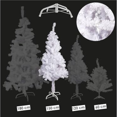 Outgarden 150 cm künstlicher PVC Weihnachtsbaum weiß mit Schnellaufbau Klapp-Schirmsystem, schwer entflammbar, unechter Tannenbaum inkl. Metall Christbaum Ständer