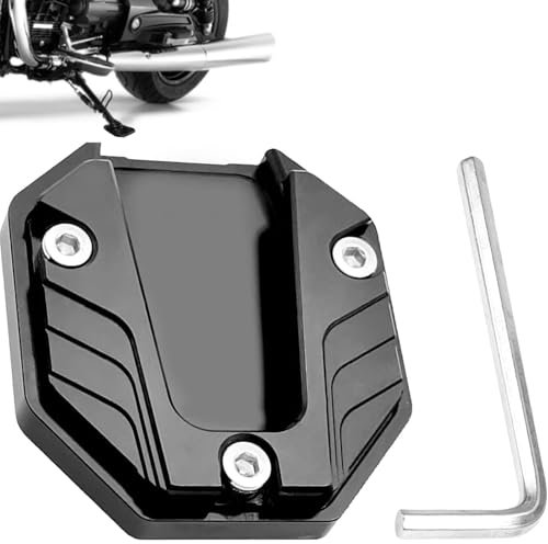 Alriedy Motorrad Ständer Unterlage, Motorrad Seitenständer Verlängerung Pad, Rangierhilfe Motorrad Zubehör, Universal Stütze Für Motorrad, Unterstützung Platte Für Besseres Stehen CNC Aluminium