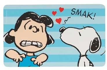 The Peanuts Snoopy Brettchen - Kuss Smak! Frühstücksbrettchen Schneidebrettchen aus Resopal Blau