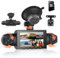 4 Kanal Dashcam Auto 360°, 4 Kamera FHD 1080P Vorne und Hinten Links Rechts, 3 Zoll 1080P Dash Kamera Autokamera mit IR Nachtsicht/Loop Video/24H Parking Monitor/G-Sensor/Einparkhilfe mit 64-GB-Karte
