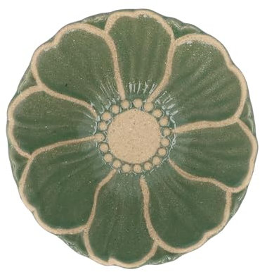 Gisela Graham Mini Stoneware Bowl, Green, Flower Design